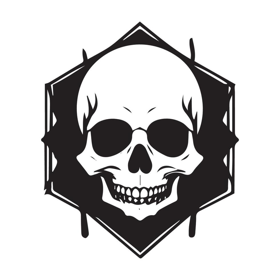 Monochrome logo skull with rose vector