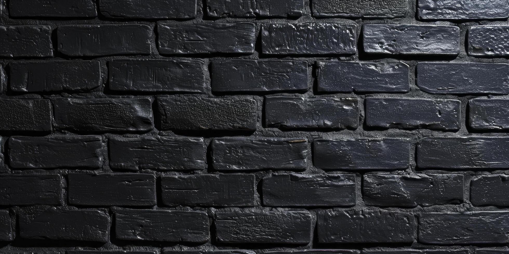 AI generated black brick wall, dark background for design photo