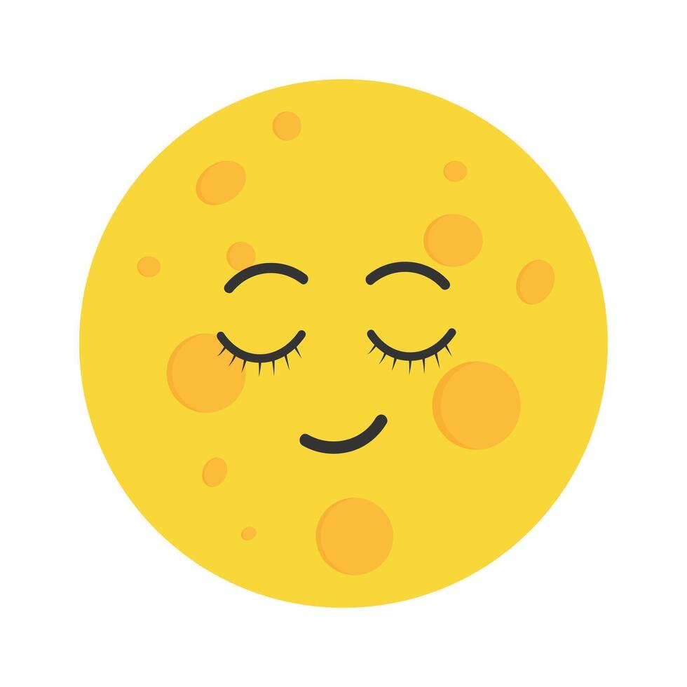 Cute kawaii moon character. Happy sleeping moon. Cartoon flat vector illustration.