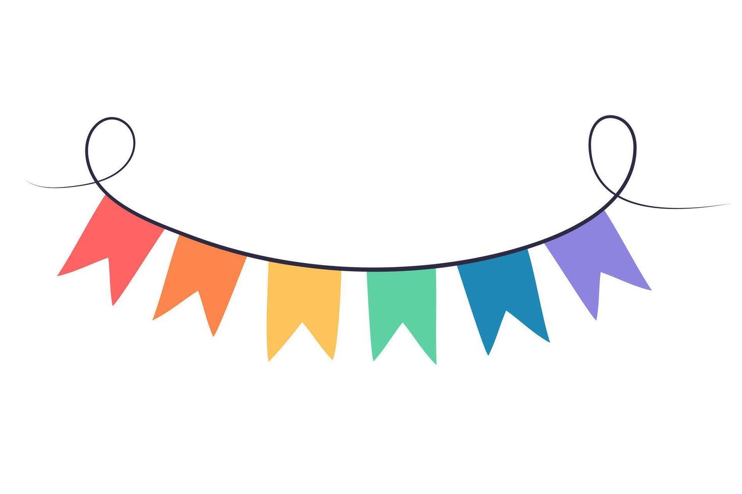 Festive flags garland in lgbt rainbow colors. Colorful party decoration. Vector illustration isolated on white background.