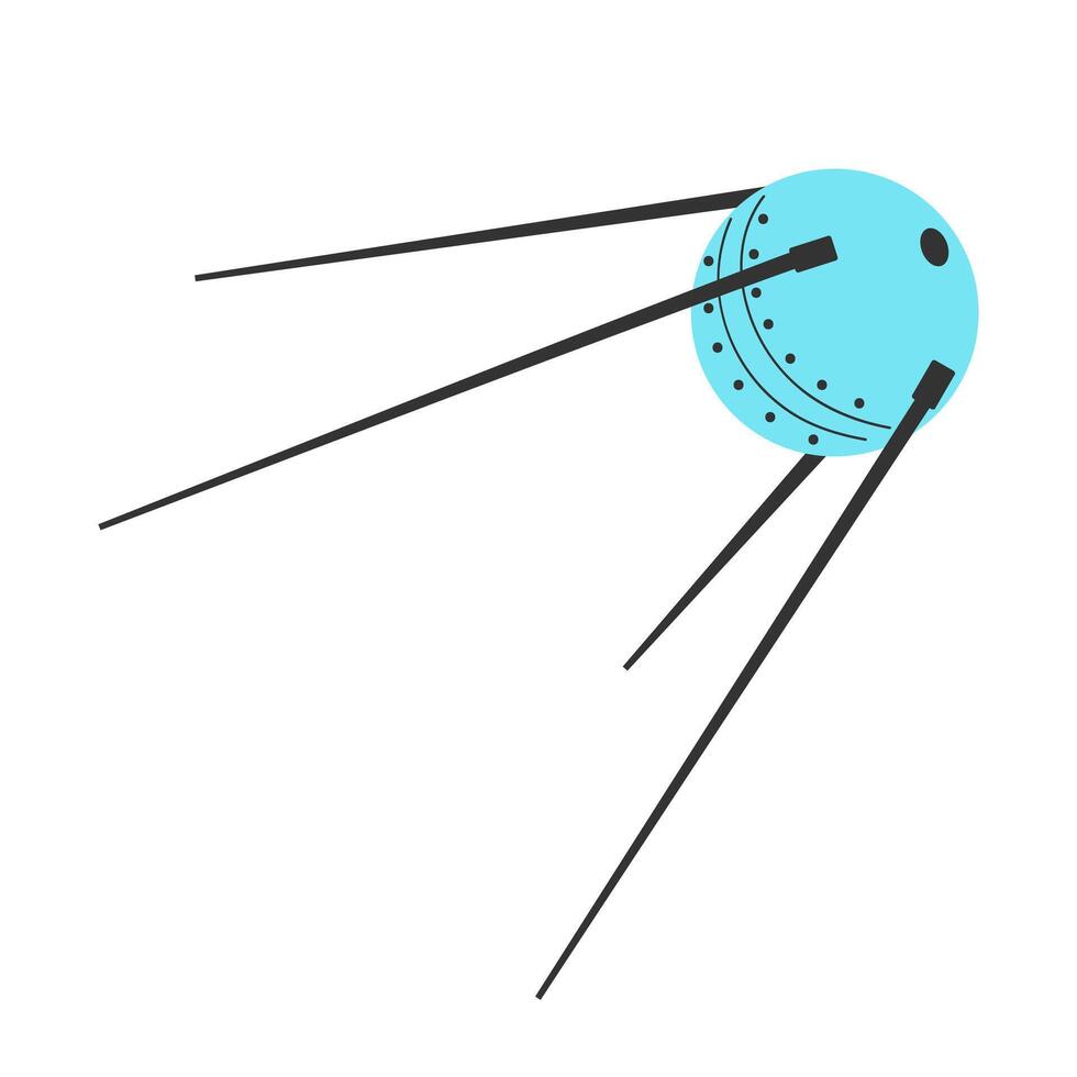 espacio orbital redondo satélite. primero artificial satélite. sputnik. plano vector aislado ilustración.