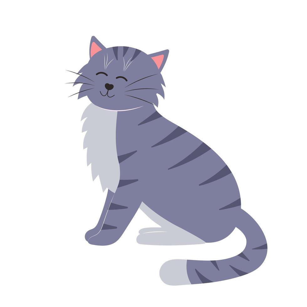 Cute funny cat. Fat pet animal. Cartoon character. Flat vector illustration.