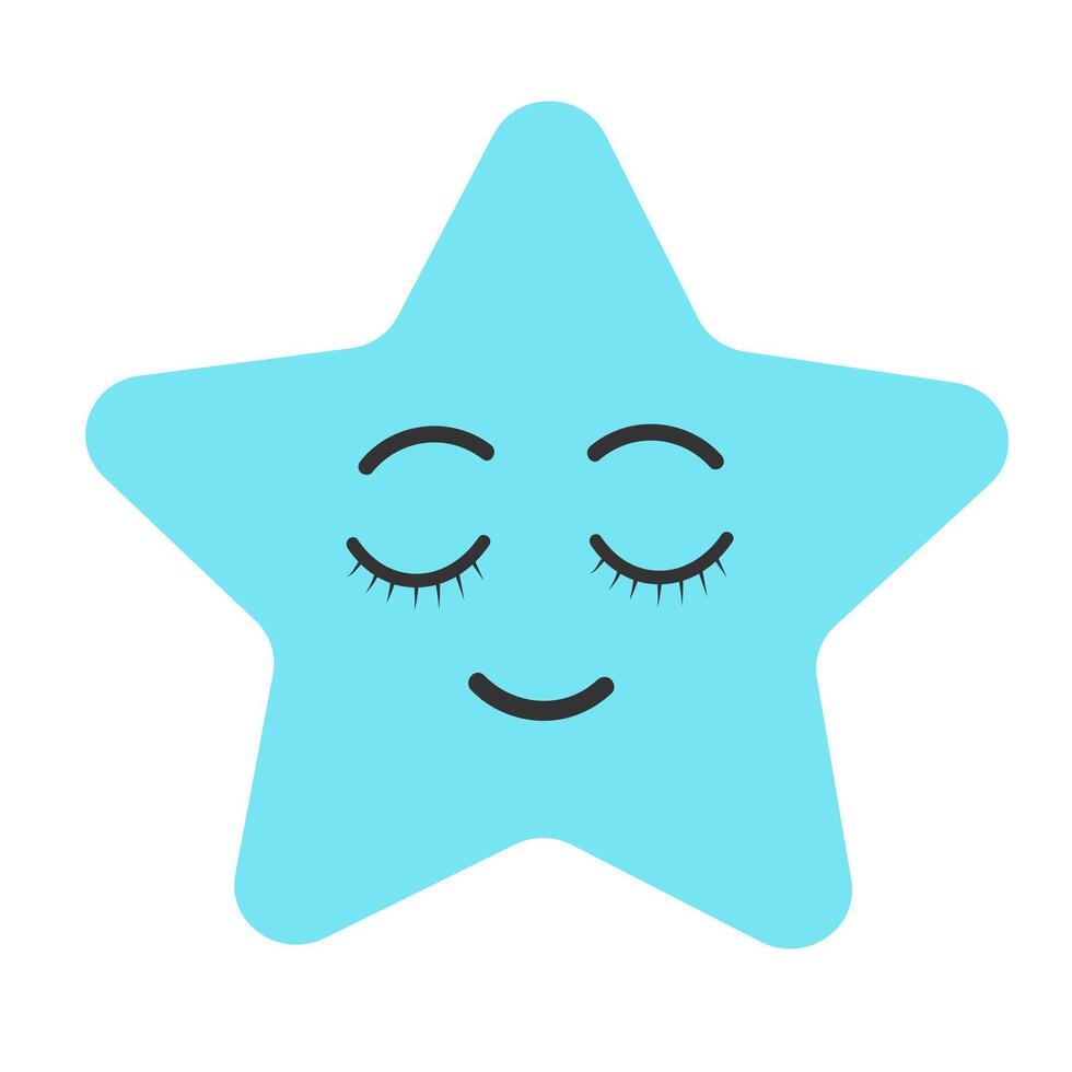 Cute kawaii star character. Funny face. Cartoon flat vector illustration.