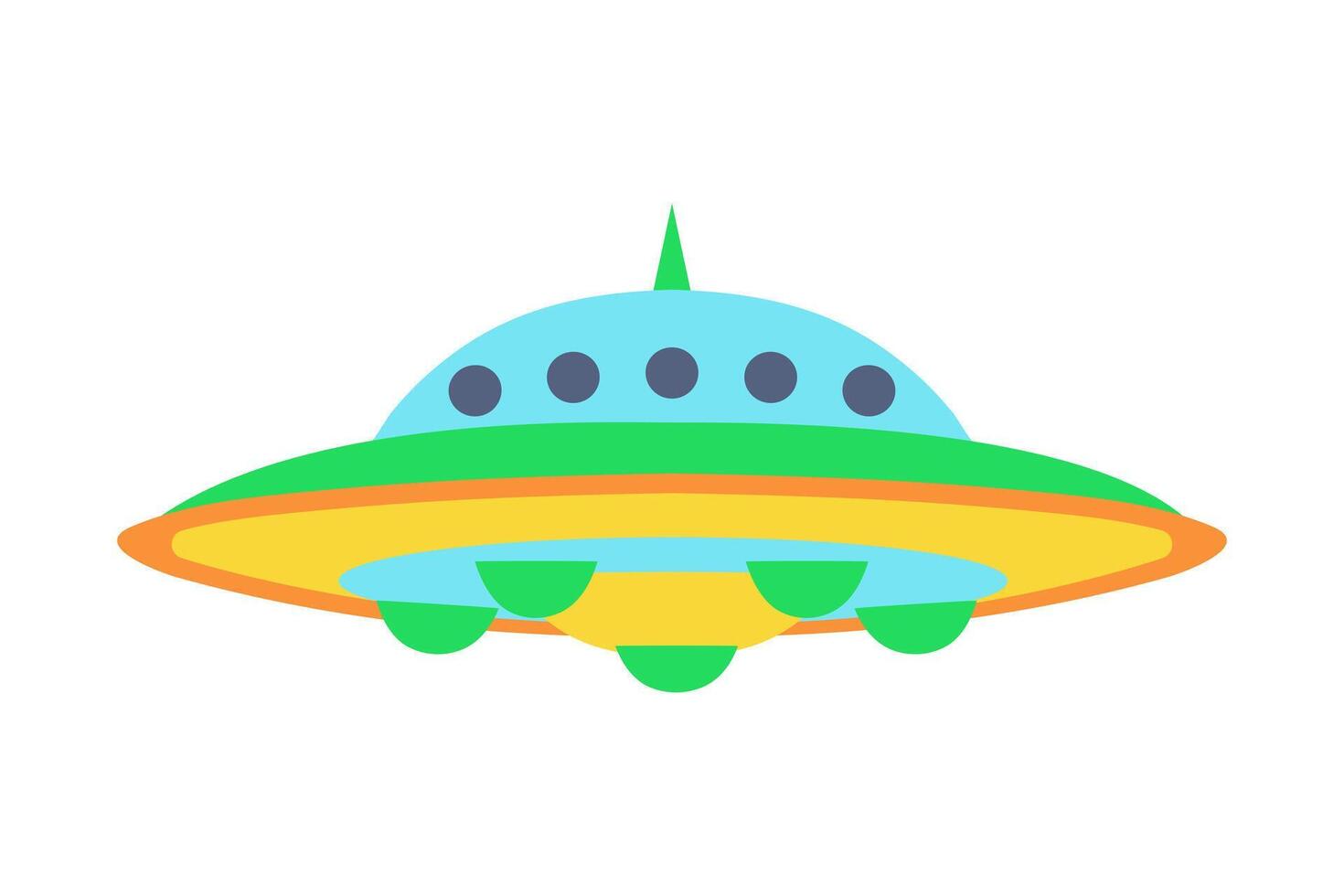 Flying saucer. UFO Flying Spaceship.  Alien spacecraft. Flat vector illustration.