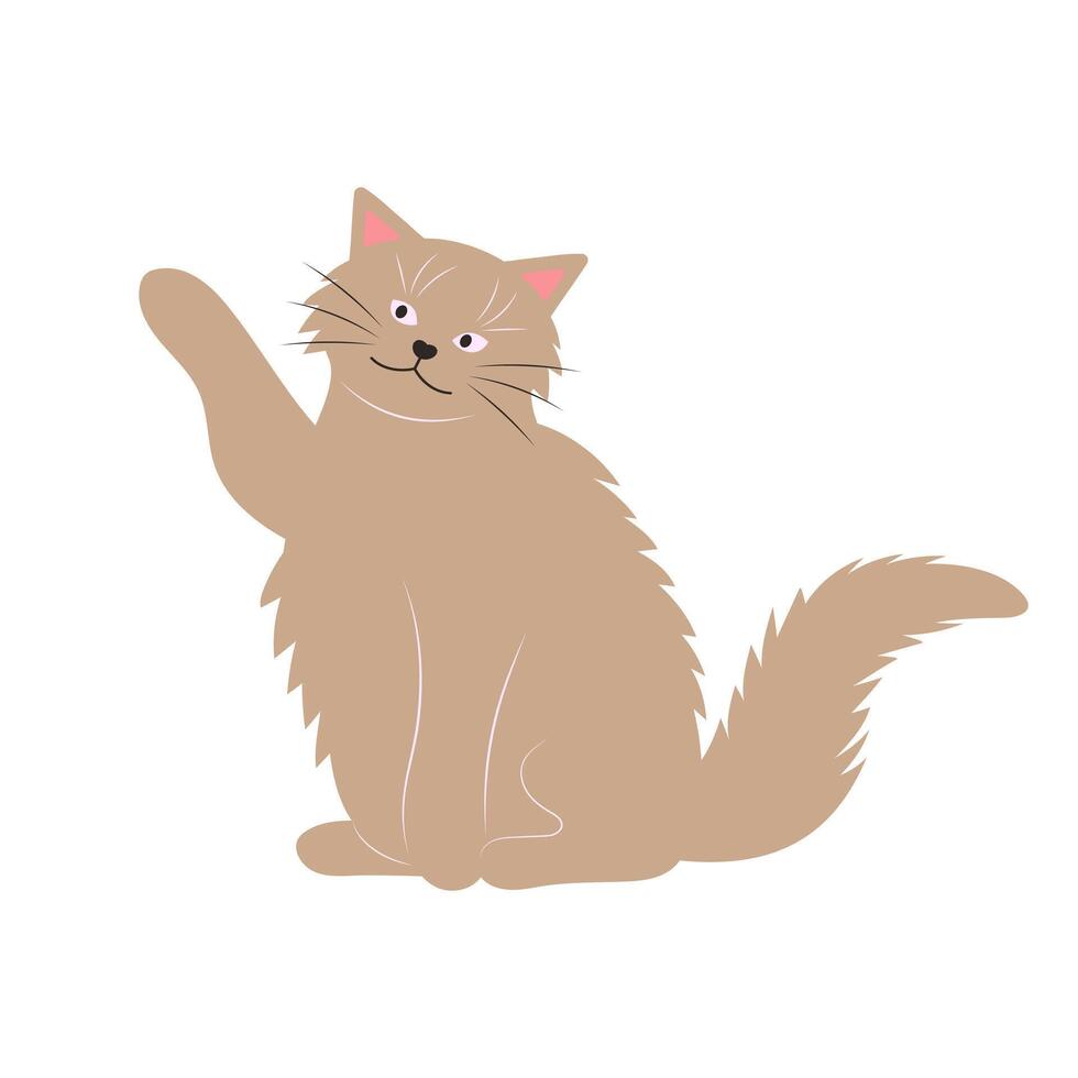 Cute funny cat. Fat pet animal. Cartoon character. Flat vector illustration.