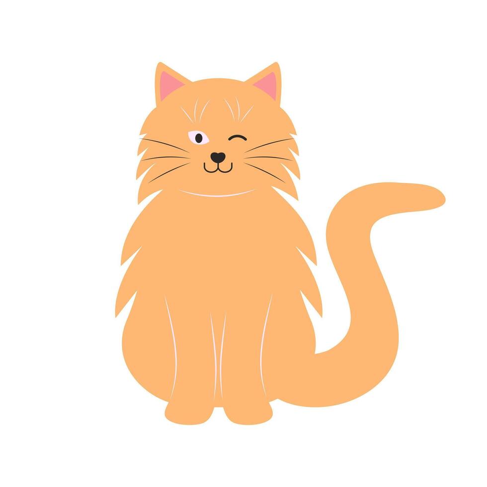 Cute funny cat. Fat pet animal. Cartoon character. Flat vector illustration.