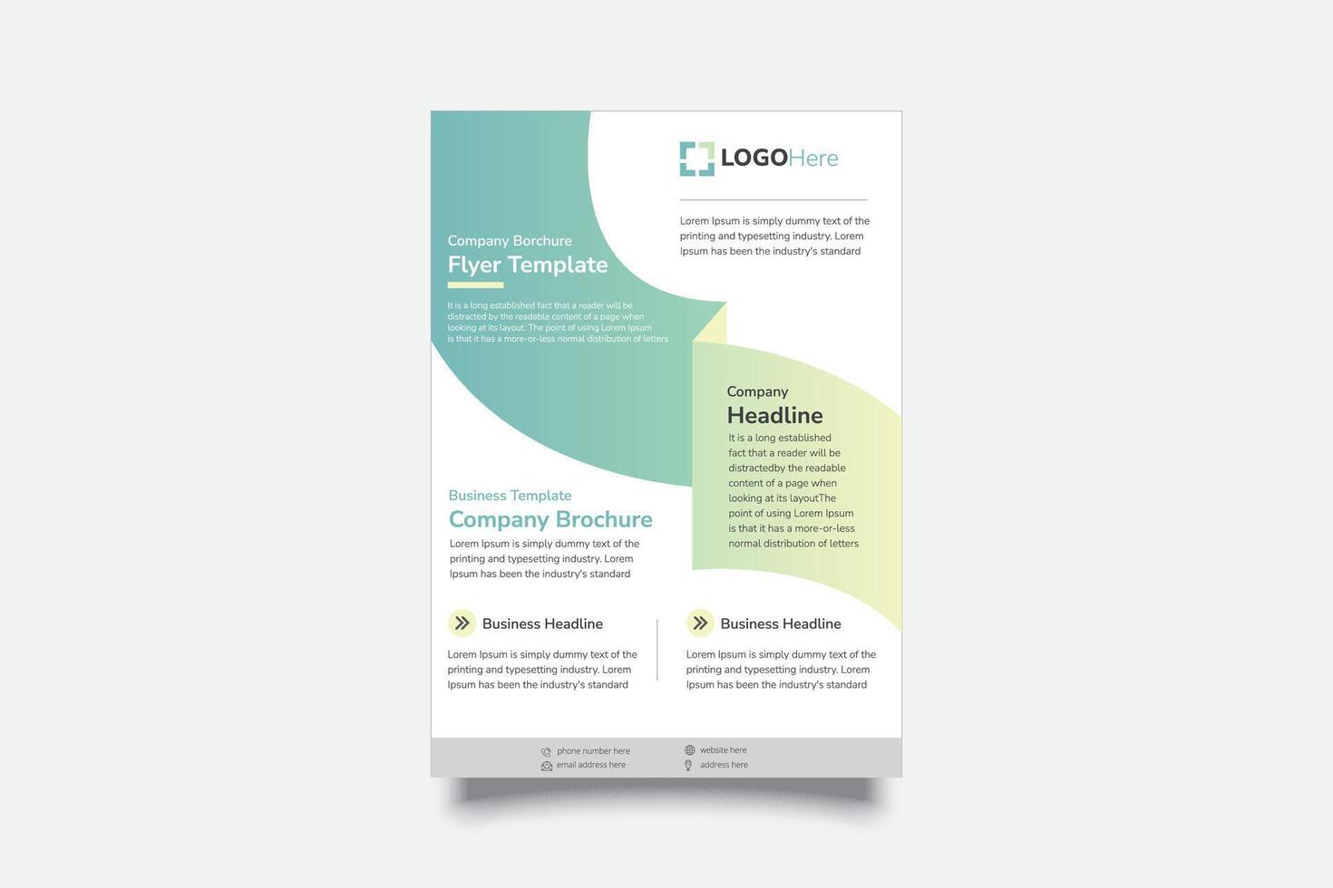 Green gradient business flyer layout template Free Vector