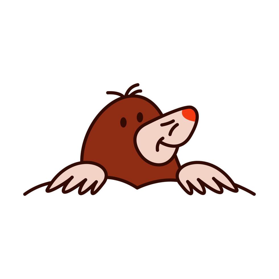 Cute Mole character looks out of the hole vector