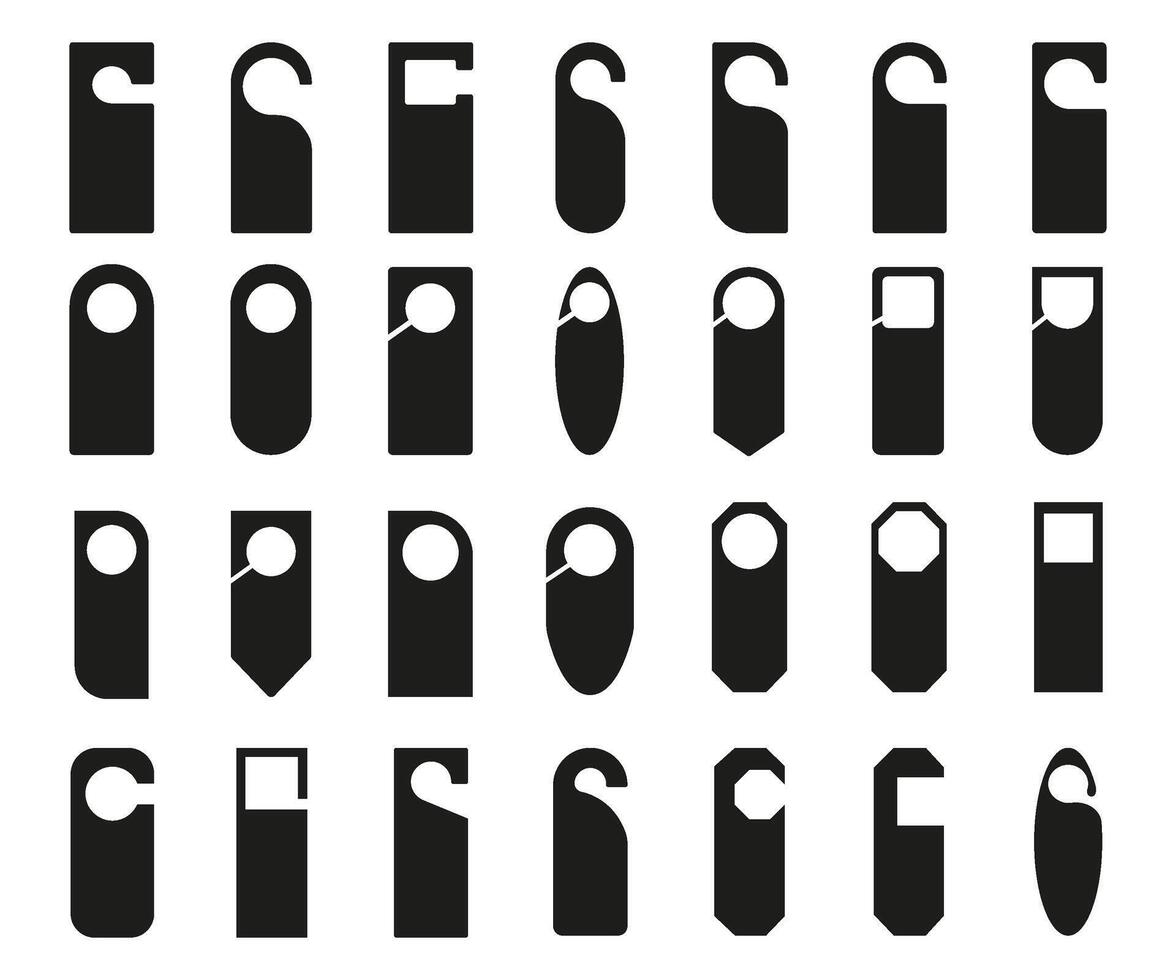 Door hanger tags for room in hotel or resort . paper door handle lock hangers set template vector