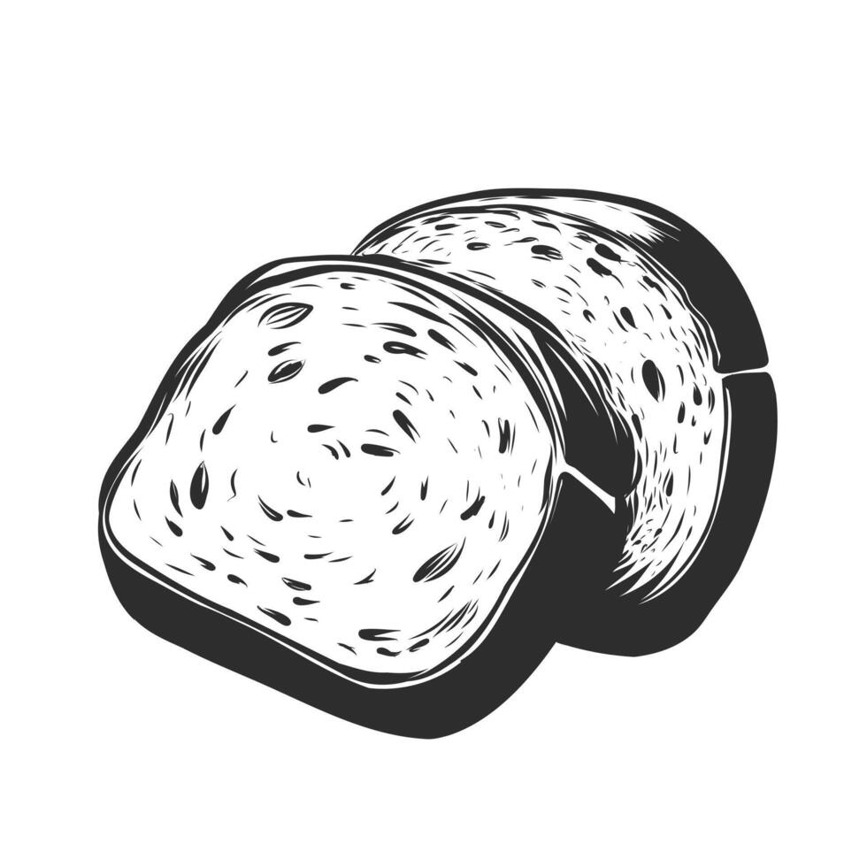 vector rebanado un pan. rebanada de un todo trigo un pan. panadería, pedazo de asado cuscurro para emparedado bocadillo. bosquejo ilustración en grabado Clásico estilo.