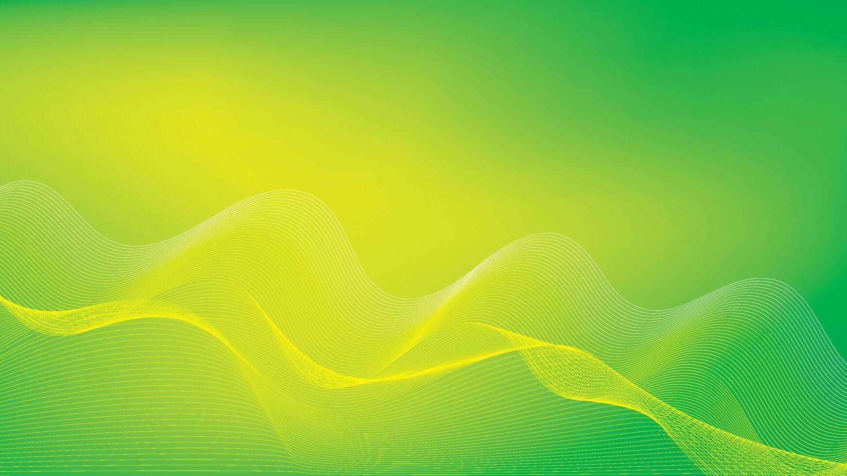 Abstract green and yellow color gradient background with wave pattern. Vector illustration.