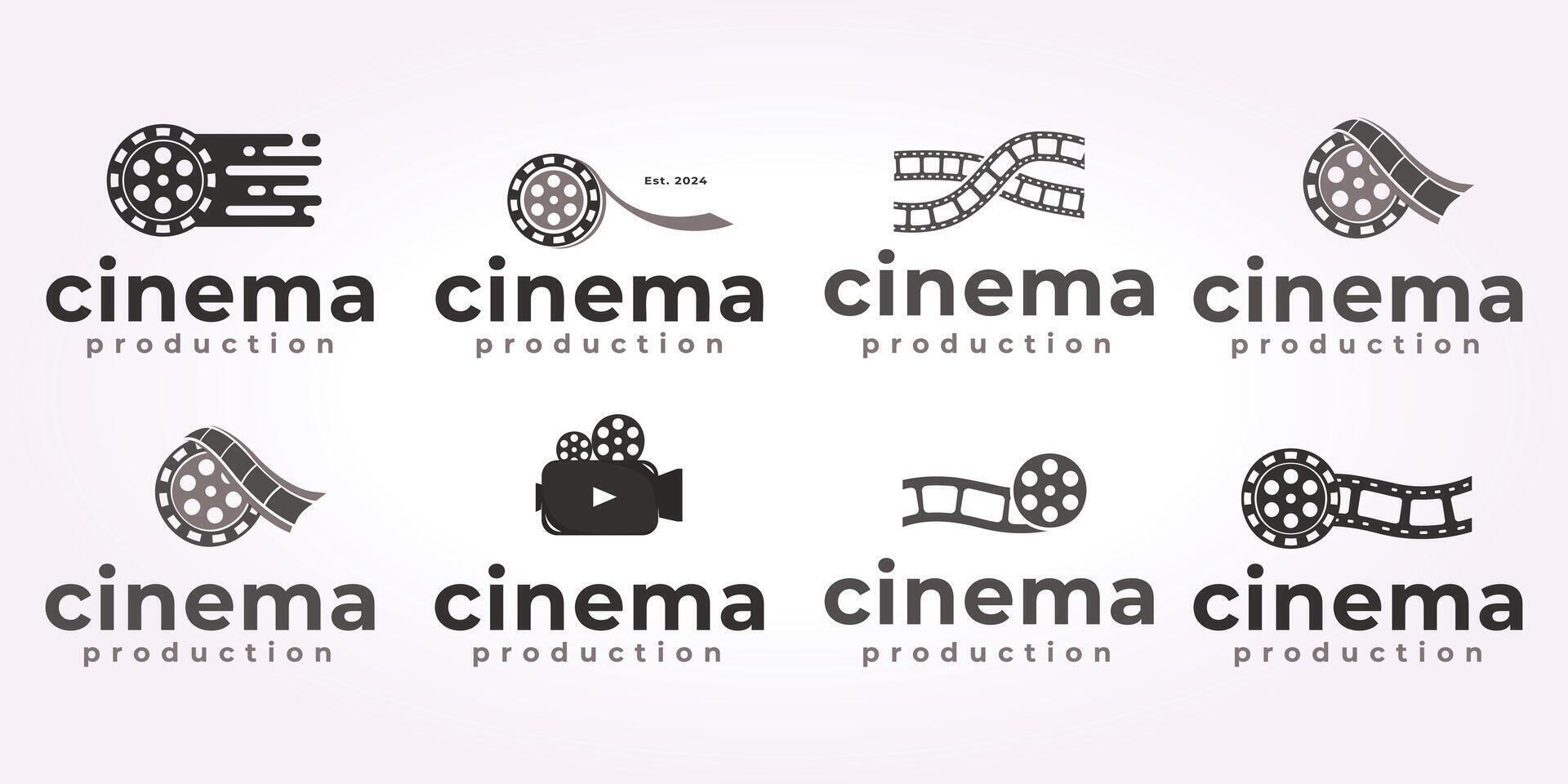 conjunto haz cinematografía logo icono diseño. cámara rodar vector ilustración