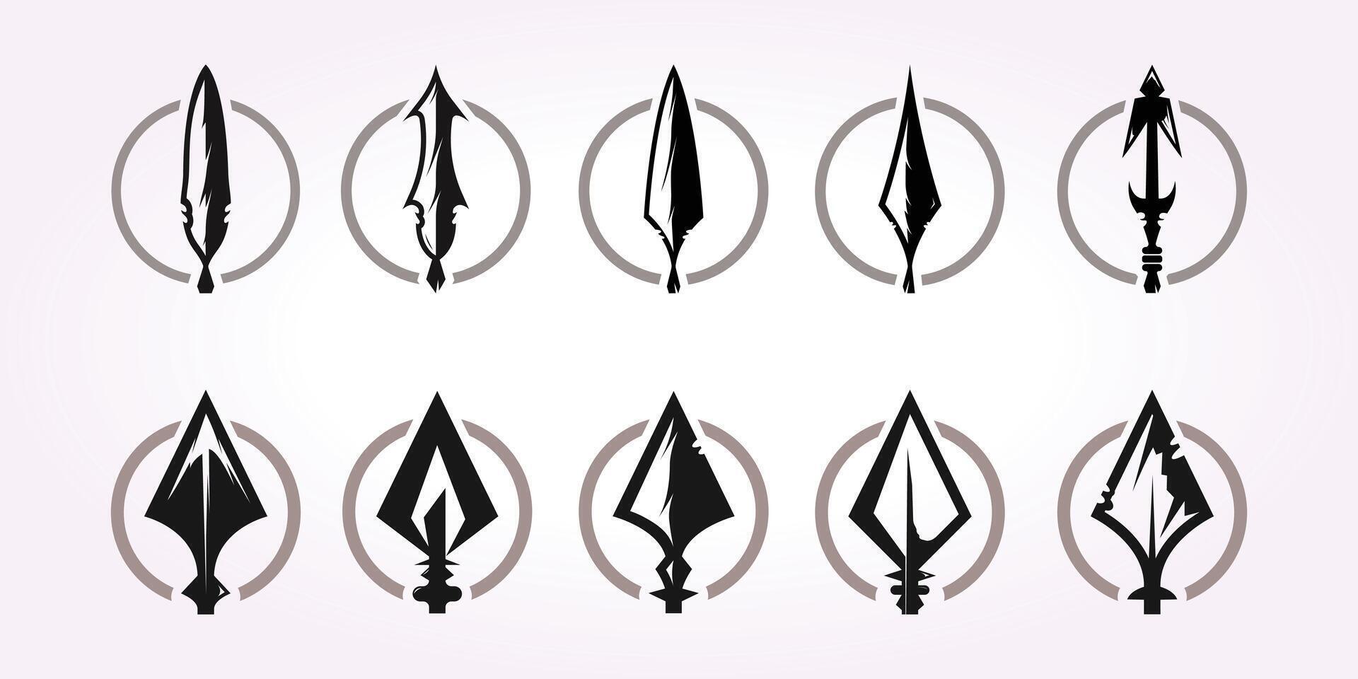 set bundling spear logo icon. war spear vector design illustration