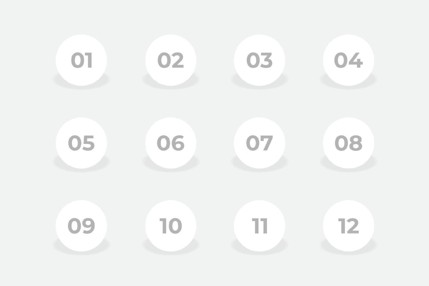 Bullet Points Numbers from One to Twelve vector