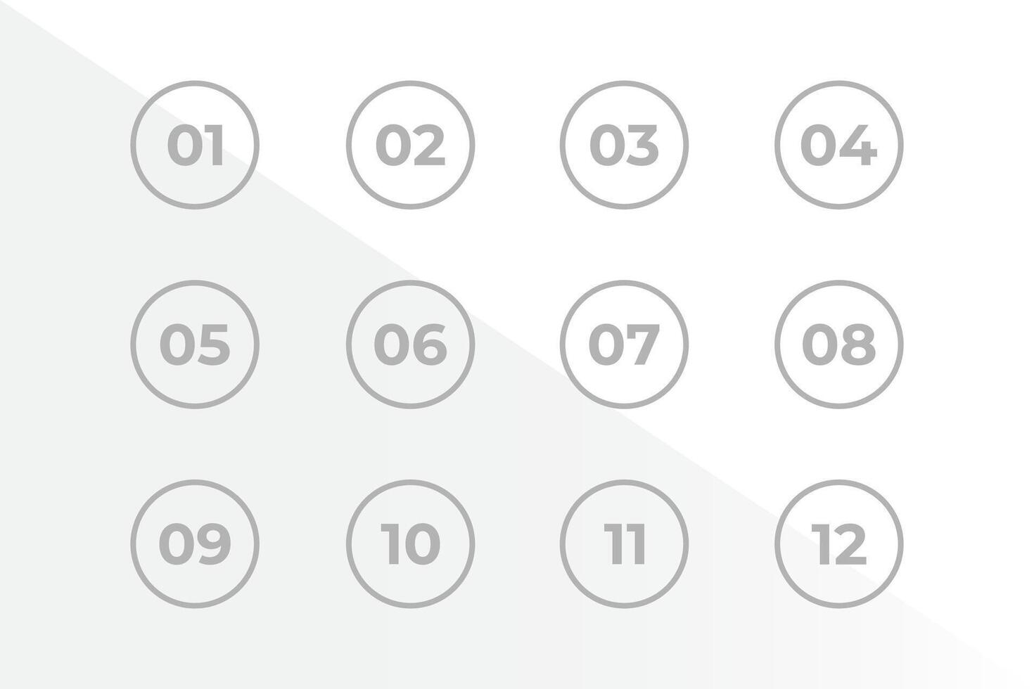 Bullet Points Numbers from One to Twelve vector