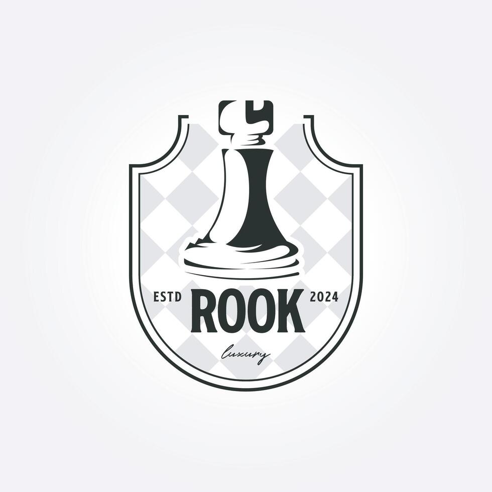 chess rook logo icon vector design emblem. rook illustration design on chessboard background