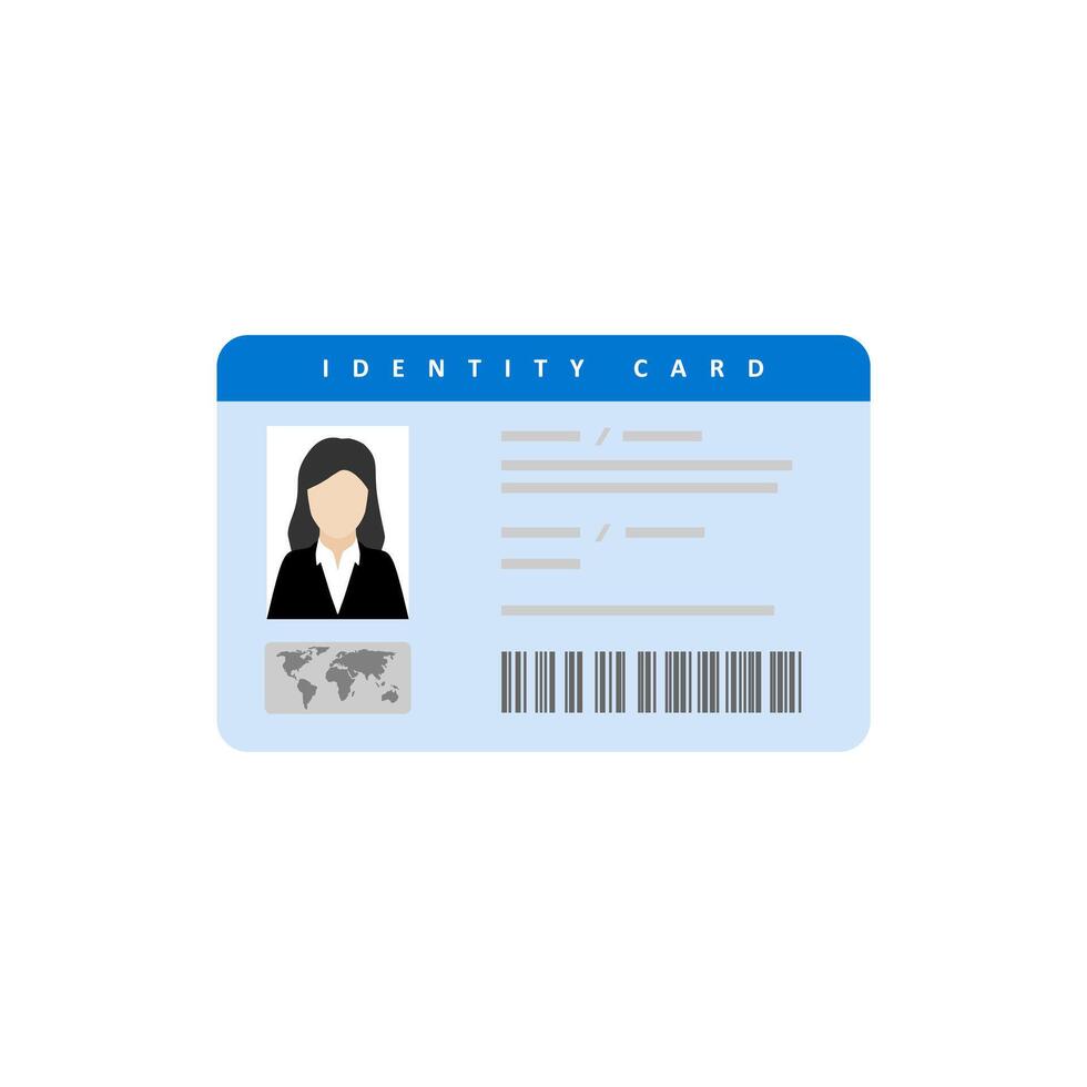 identidad tarjeta plano diseño vector ilustración. el idea de personal identidad. carné de identidad tarjeta, identificación tarjeta, conductores licencia, identidad verificación, persona datos.