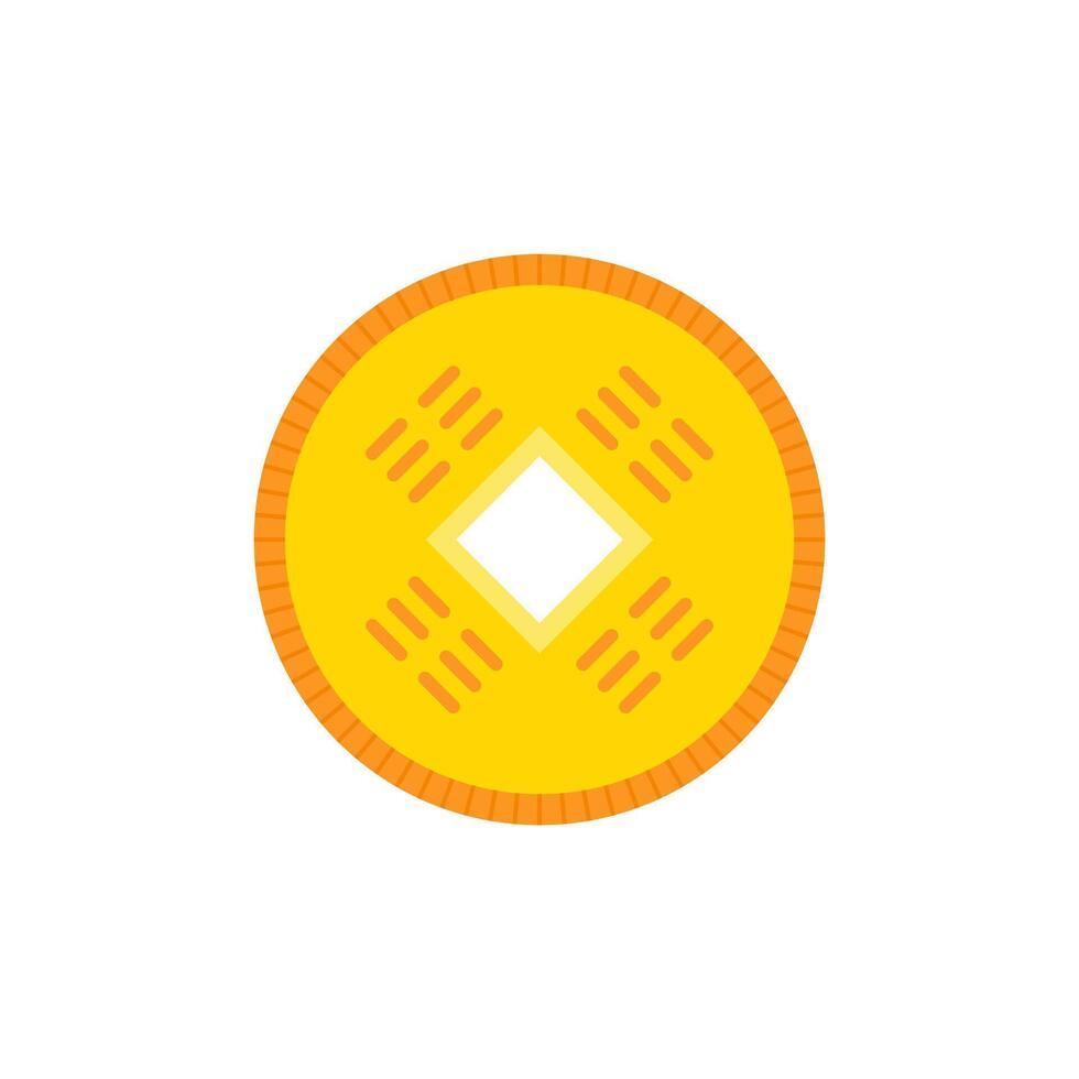 ancient chinese coin flat design vector illustration. gold oriental currency symbol object bringing wealth, fortune, prosperity, luck and treasure. old chinese copper coins for chinese new year