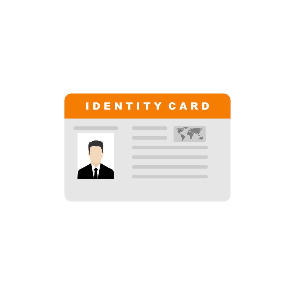 identity card flat design vector illustration. The idea of personal identity. ID card, identification card, drivers license, identity verification, person data.