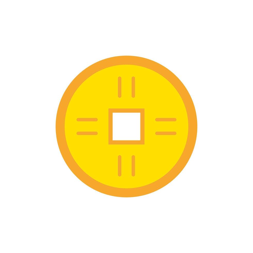 ancient chinese coin flat design vector illustration. gold oriental currency symbol object bringing wealth, fortune, prosperity, luck and treasure. old chinese copper coins for chinese new year