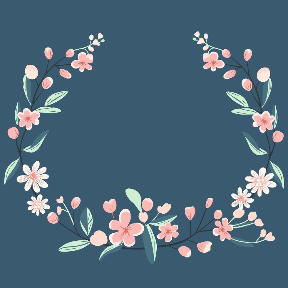 Floral frame for poster, card, invitation, flyer. Botanical wreath. Spring vector background with flowers