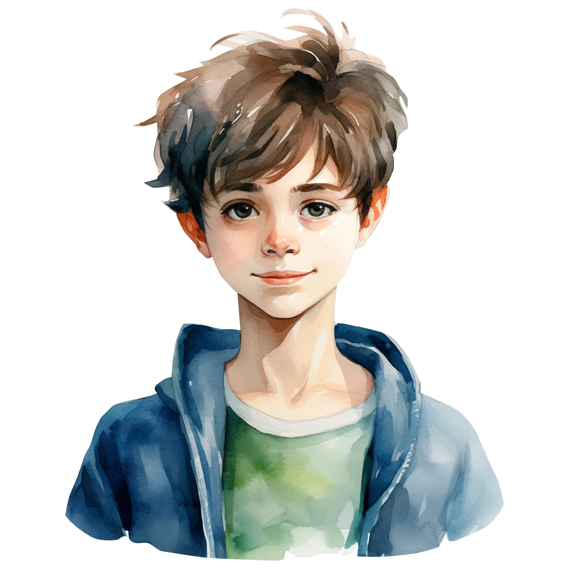 Cute watercolor boy illustration. Watercolor boy teenager art ...