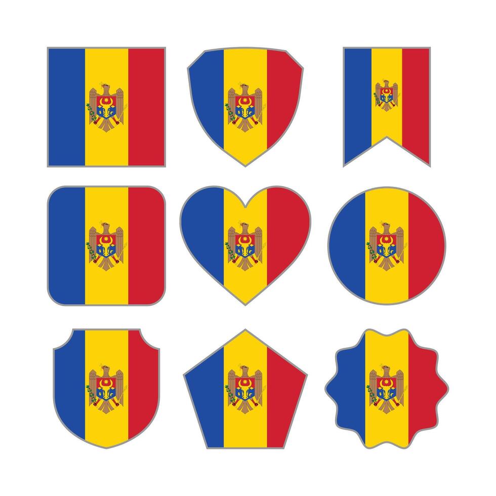 Modern Abstract Shapes of Moldova Flag Vector Design Template