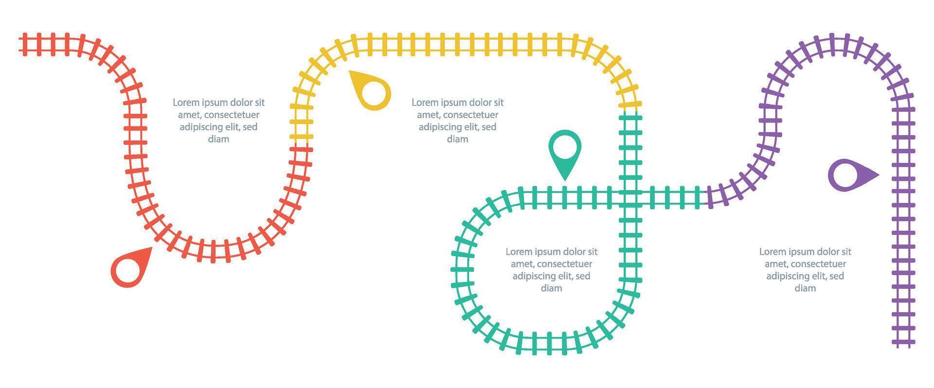Railroad tracks, railway simple icon, rail track direction, train tracks colorful vector illustrations. Timeline Infographic elements, simple illustration on a white background.