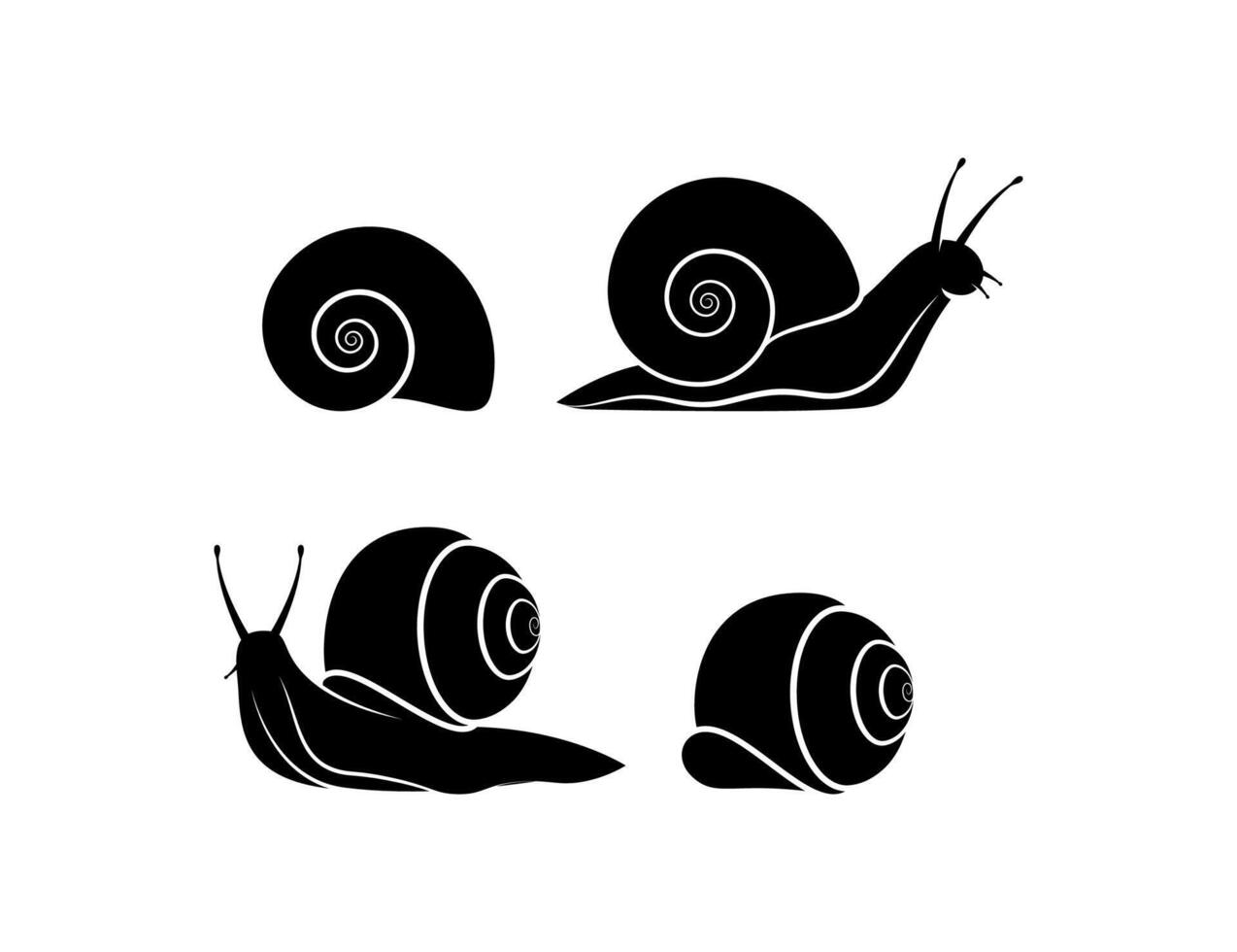 Snail silhouette vector isolated on white background.