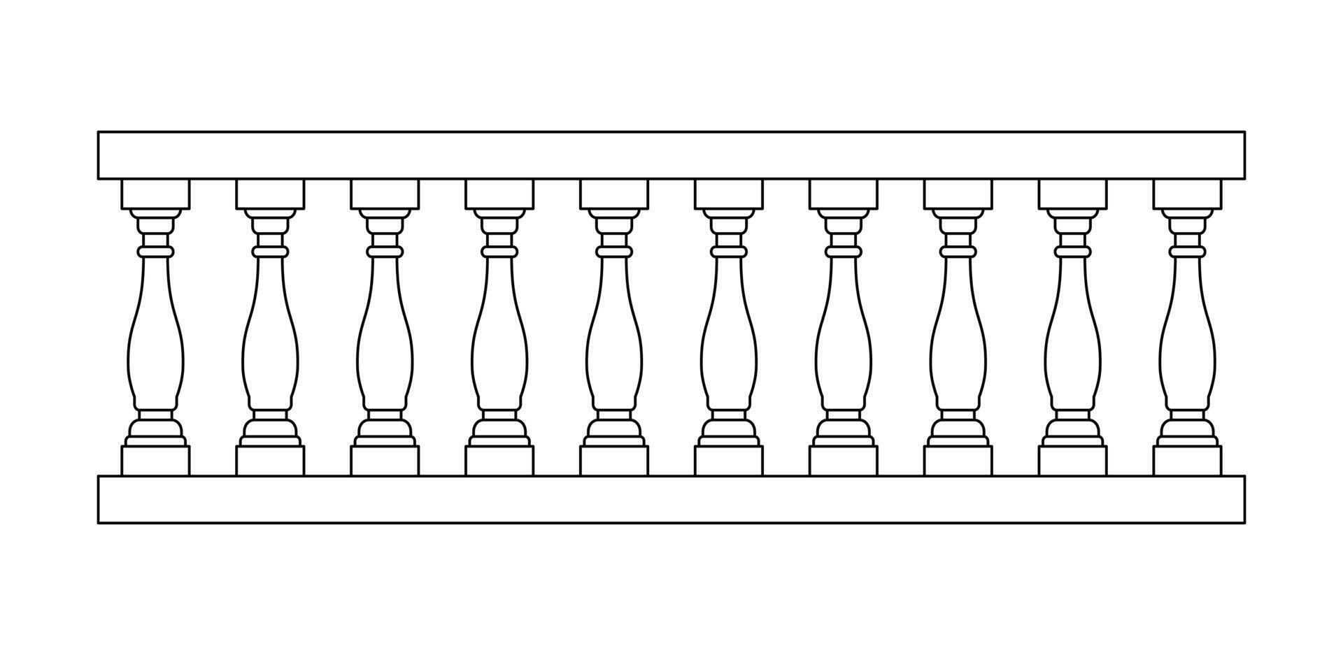 Stone balustrade with balusters for fencing line art vector