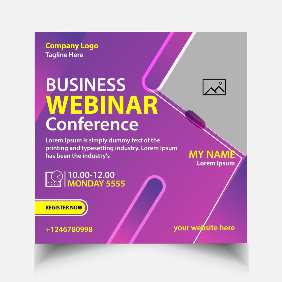 Business Conference live webinar  and social media post template. Business webinar invitation design vector