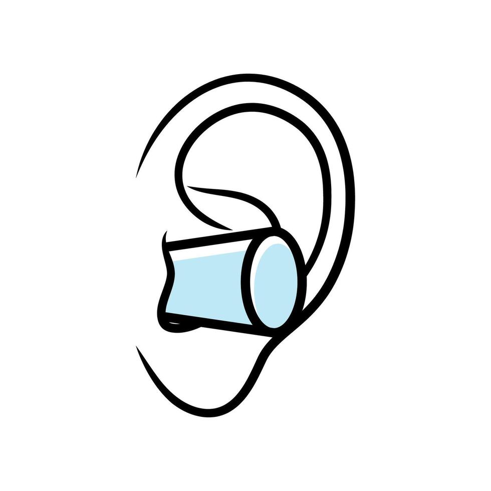 Tapones para los oídos icono. Tapones para los oídos escuchando sonido proteccion. vector