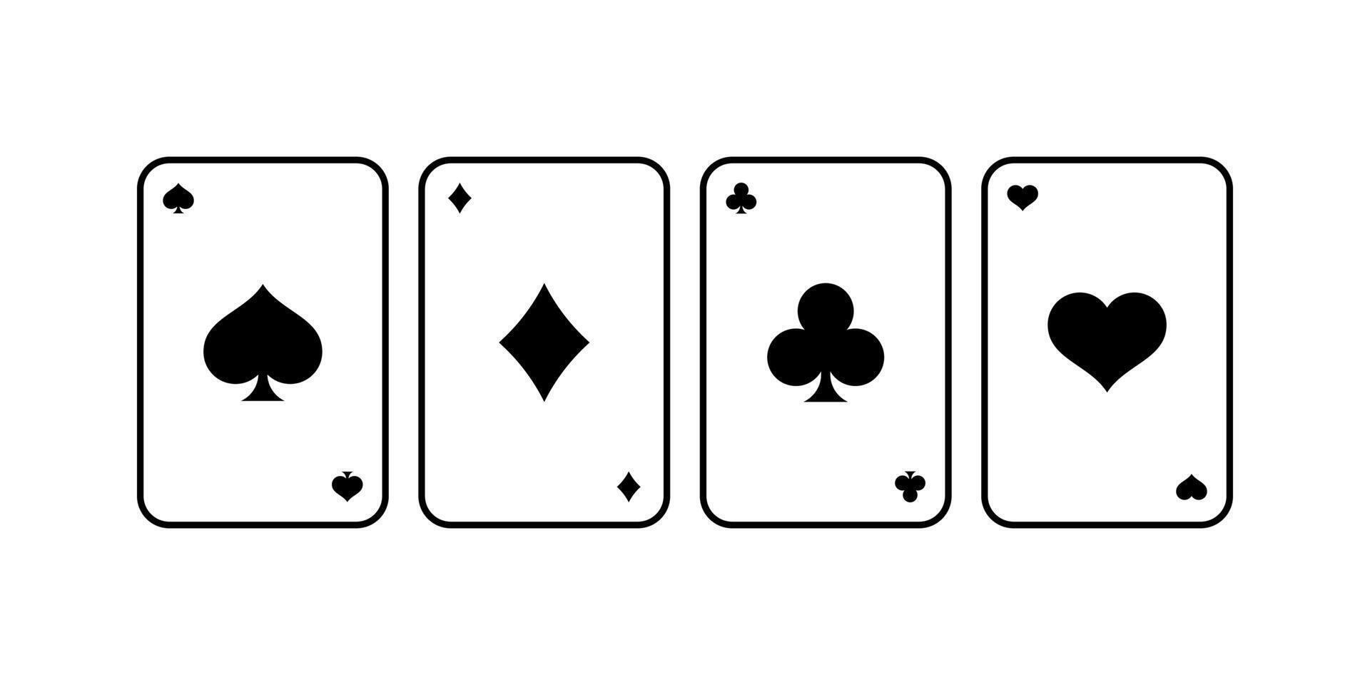 Playing cards line icons isolated on white background. vector