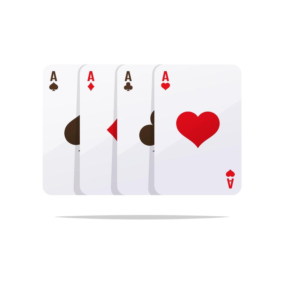 Set of four aces playing cards suits vector isolated.