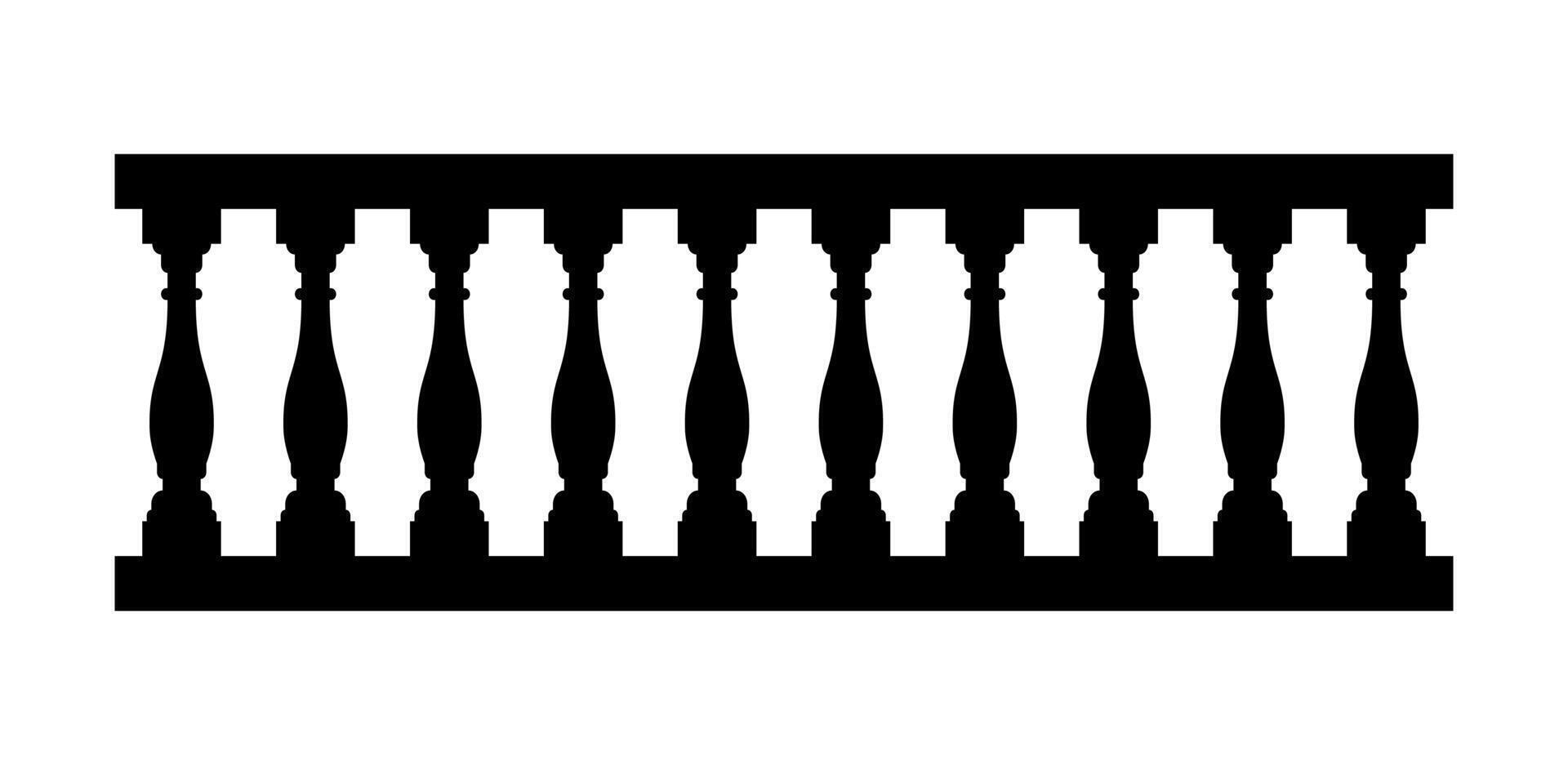 Silhouette of stone balustrade with balusters for fencing. vector