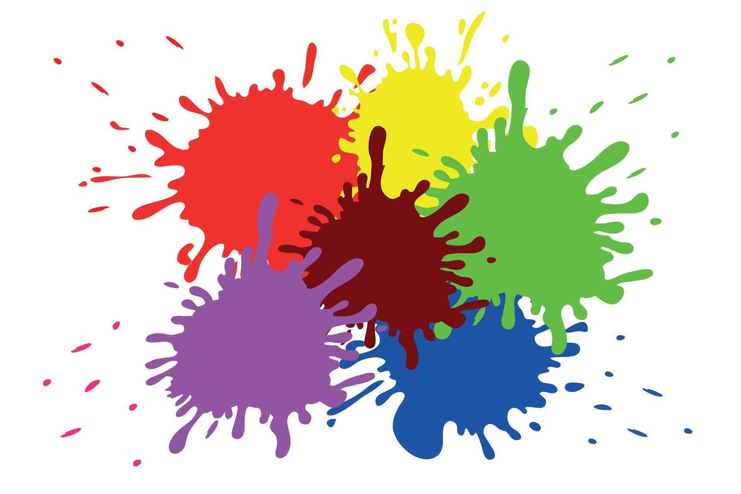 Splashes of colored paint. Colorful multi-colored spots, an explosion of abstract colors. Vector modern set of inkblots.