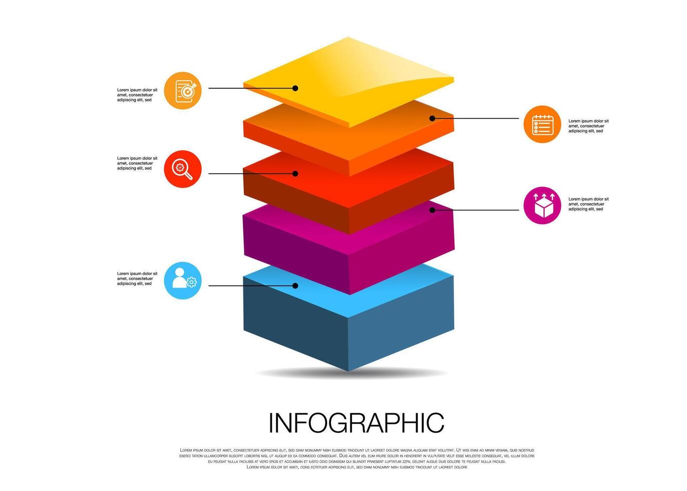 infographic template 5 step for business direction, vector