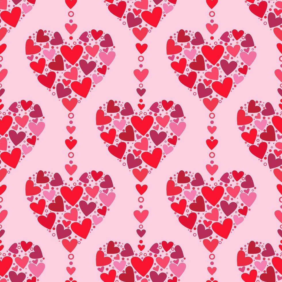 ilustración de un sin costura modelo en el formar de hermosa corazones. linda romántico impresión con hermosa corazones. el textura de el festivo antecedentes para San Valentín día, romántico Boda diseño. vector