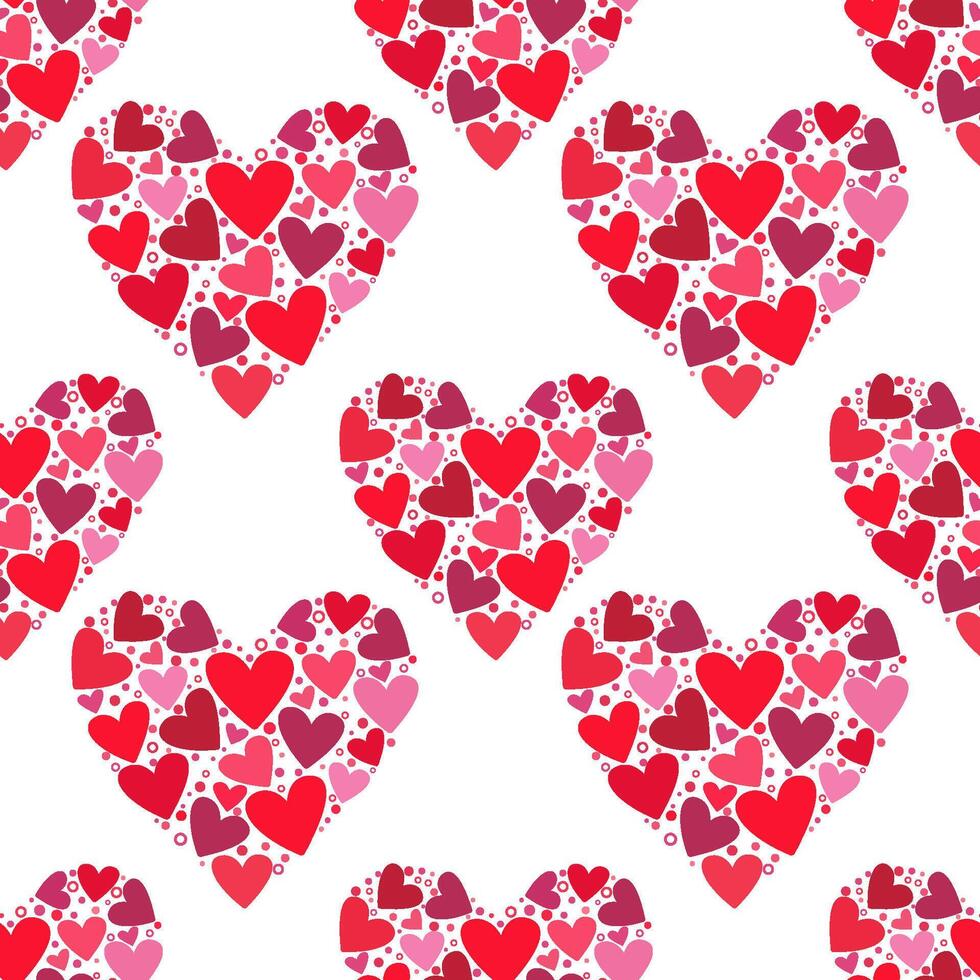 Illustration of a seamless pattern in the form of beautiful hearts. Cute romantic print with beautiful hearts. The texture of the festive background for Valentine's day, romantic wedding design. vector