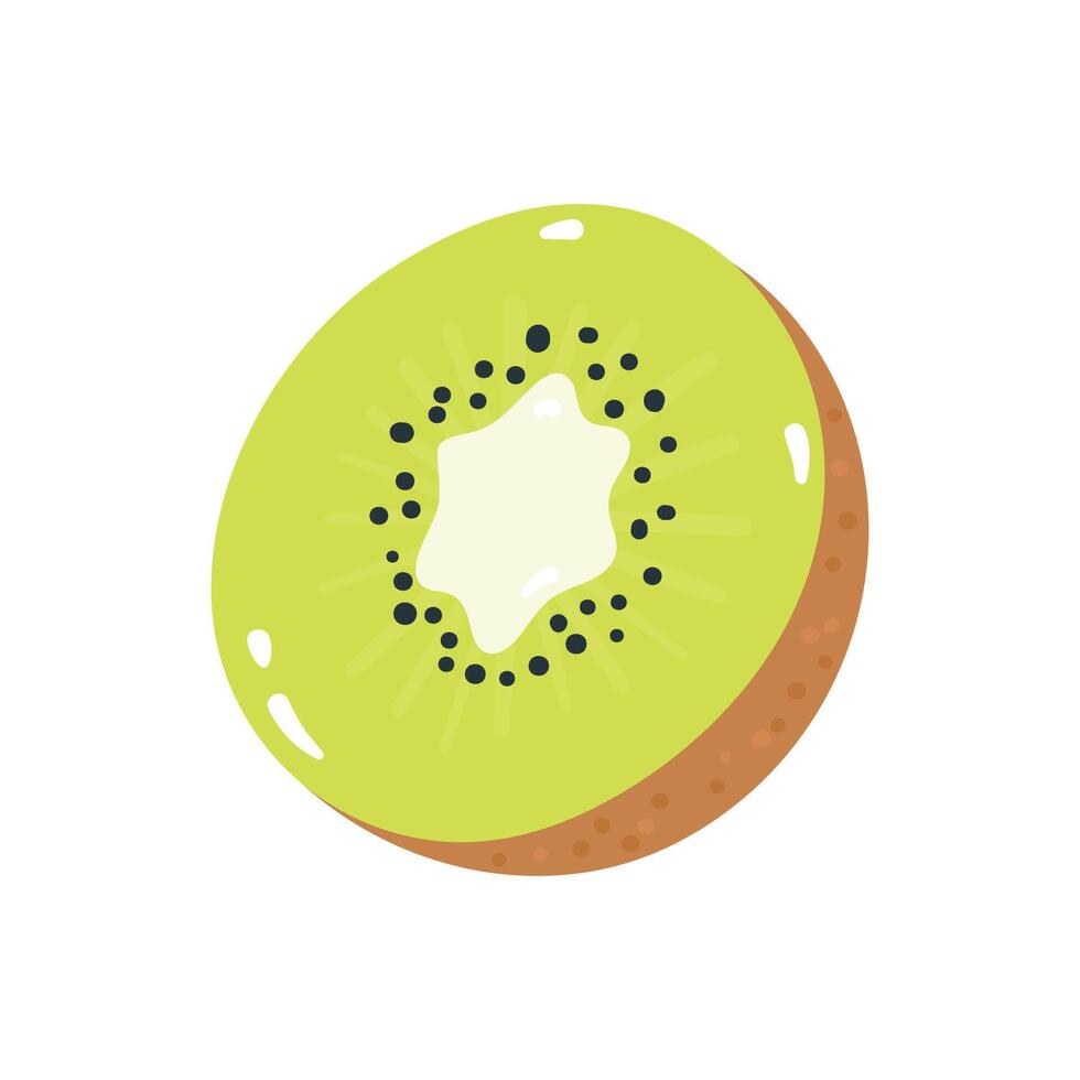 Slice ripe kiwi fruit cartoon illustration vector