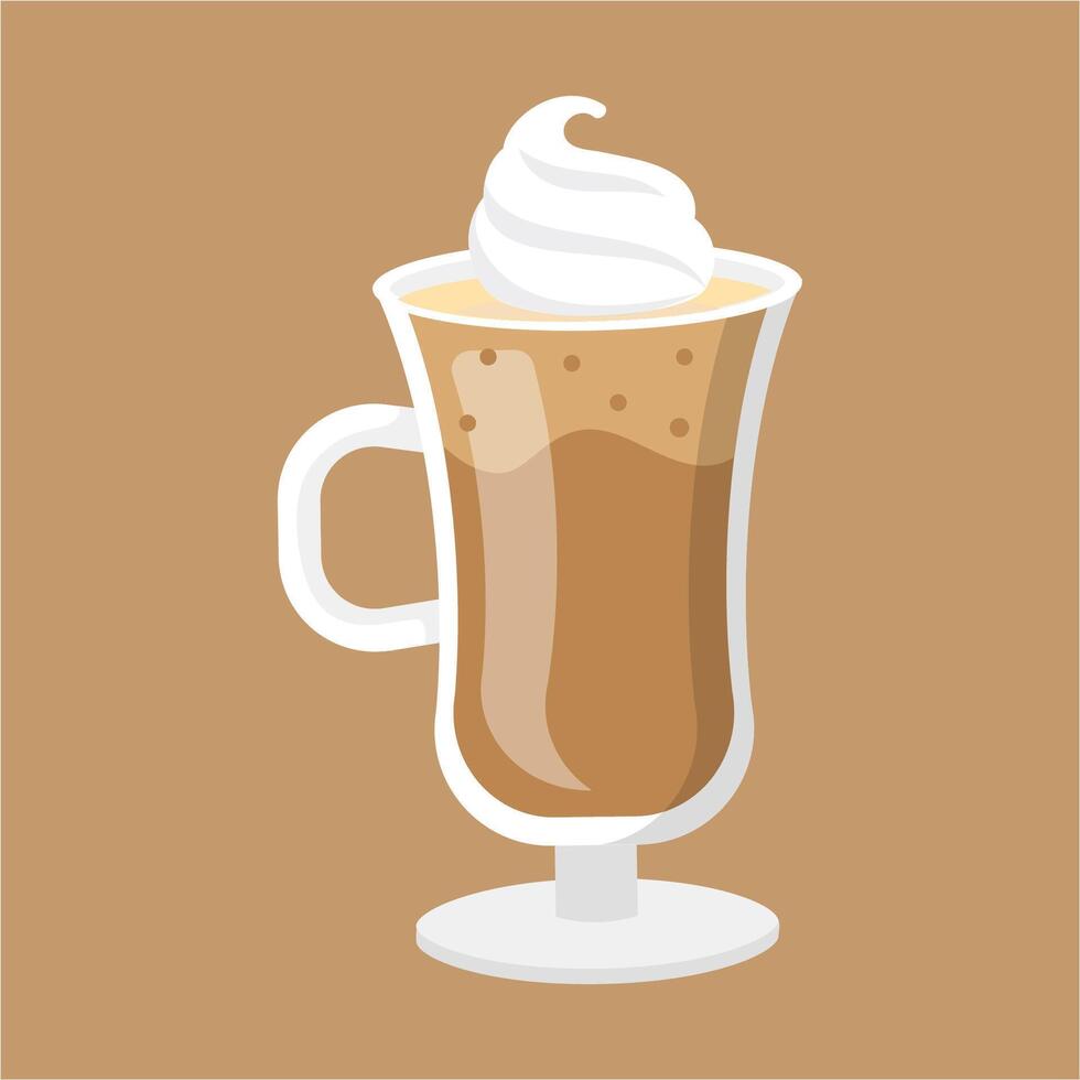 cup of coffee with chocolate and cream , vector illustration