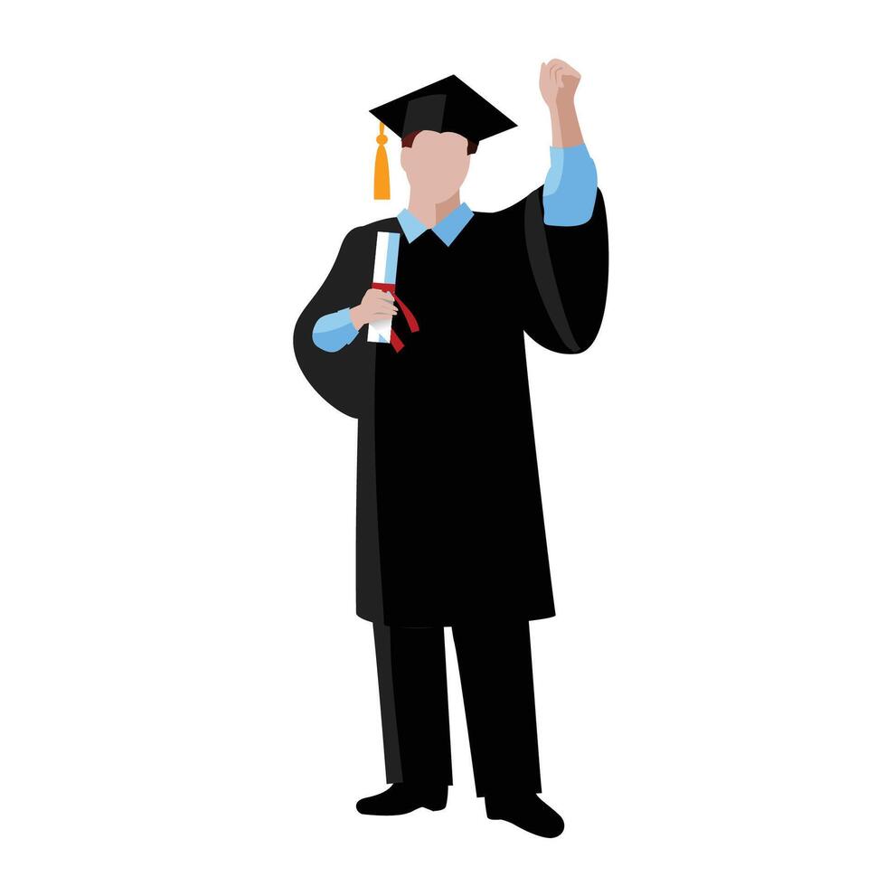male graduate with diploma flat vector illustration