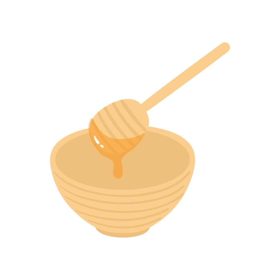 miel goteo desde un de madera cuchara plano vector ilustración