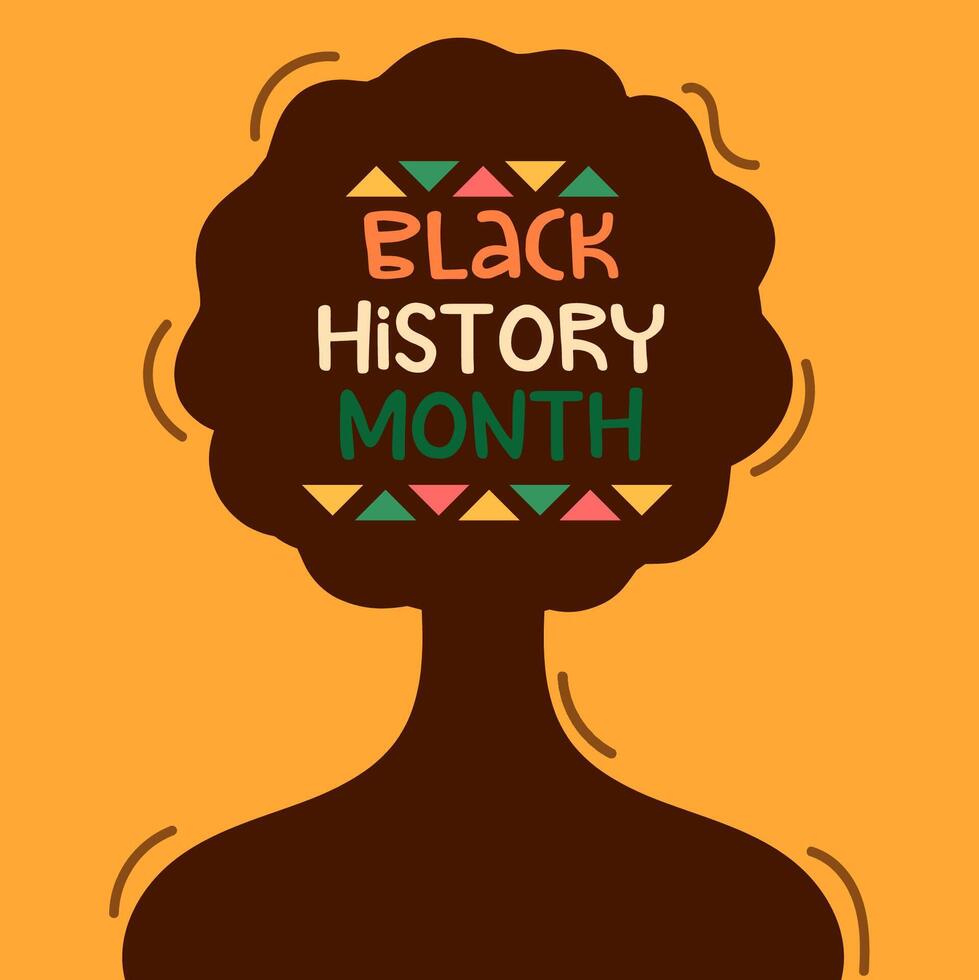 Black history month banner with silhouette . Vector illustration. Black history month in flat style.