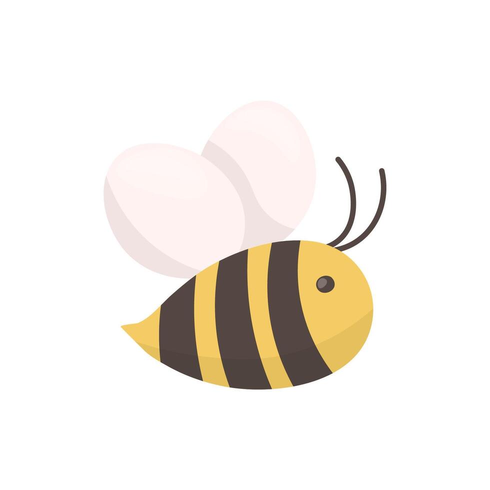 Vector single clipart of cute bee in color. In doodle style. Insect character for kids design. Perfect for cards, logo, decorations, spring and summer designs. Stock isolated image