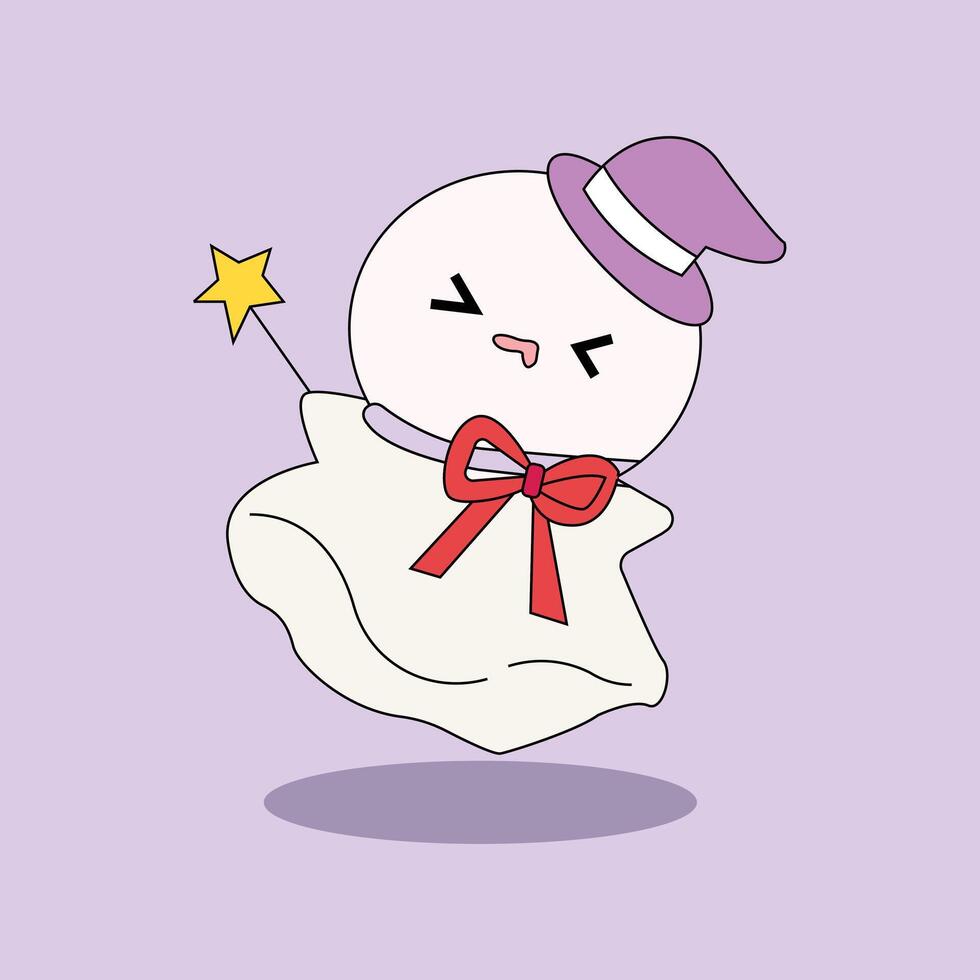 Teru teru bozu rain doll illustration design flying with balloons. Flat Cartoon Style vector