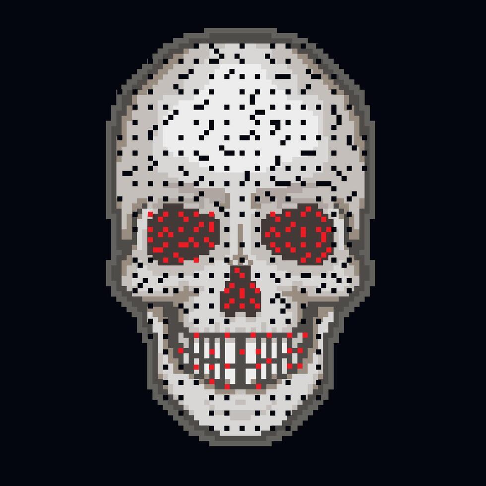 Digital, pixel skull vector
