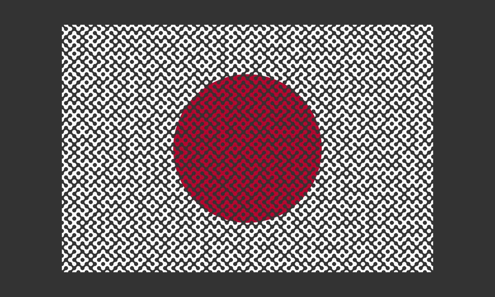 laberinto modelo Japón bandera en el negro antecedentes para fondo decoración vector