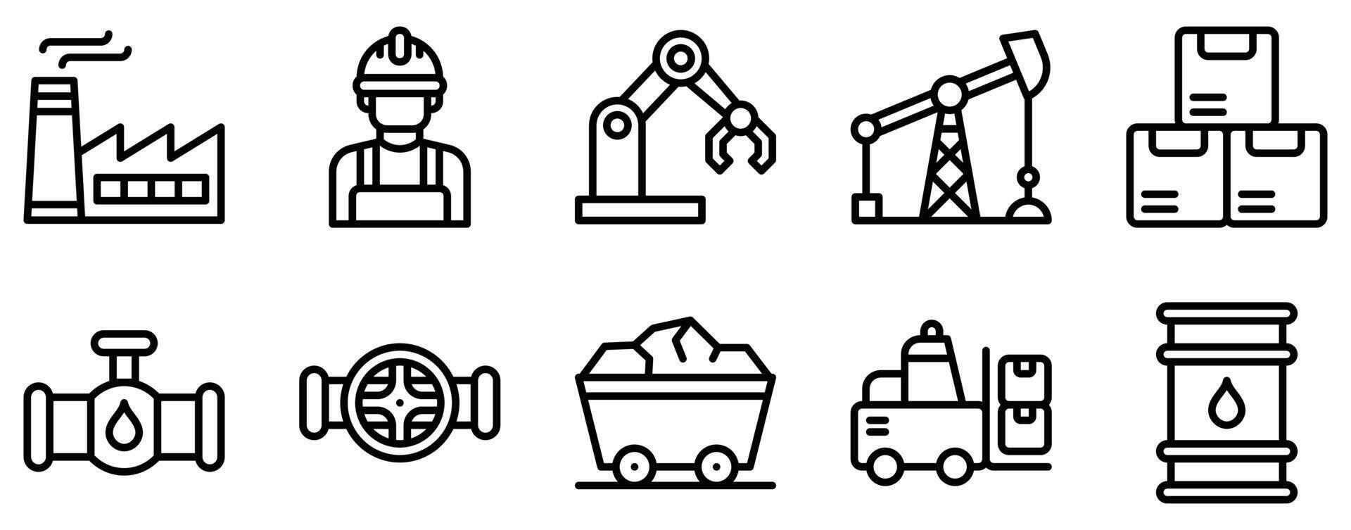 industry icon line style set collection vector