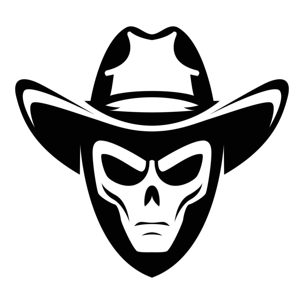 AI generated alien wearing cowboy hat iconic logo vector illustration.